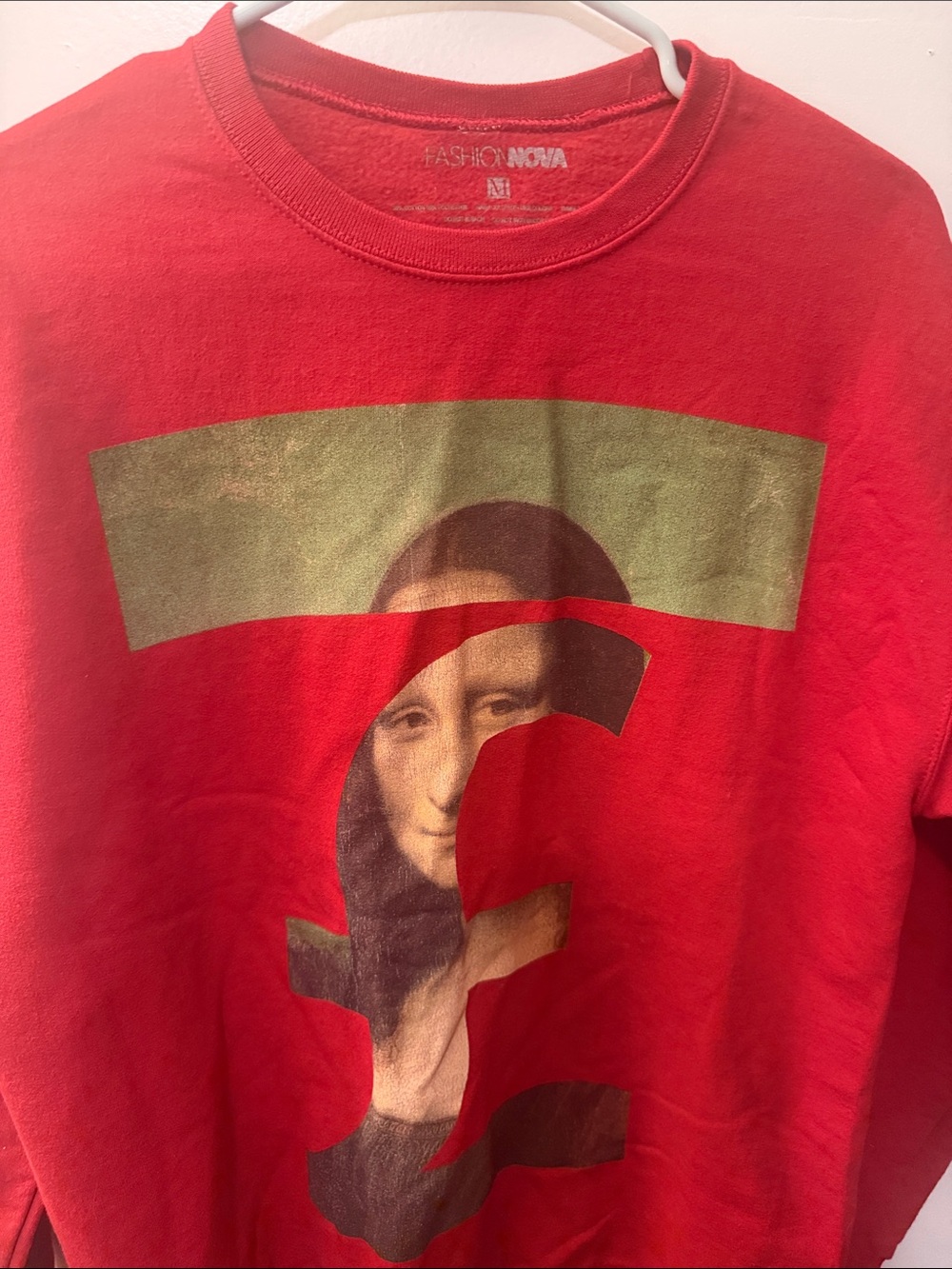 Fashion Nova Red Mona Lisa Sweatshirt with Metallic Accent